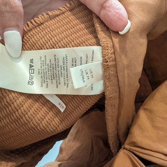 Free People Tan Ruched Tie-Front Crop Top Size M - Picture 5 of 8